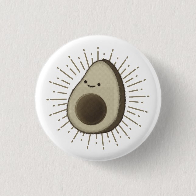 Niedlicher Avocado-Cartoon im Vintagen Stil Button (Vorderseite)