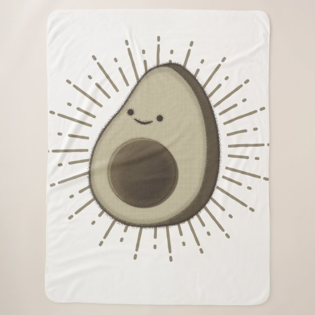 Niedlicher Avocado-Cartoon im Vintagen Stil Sherpadecke (Vorderseite)