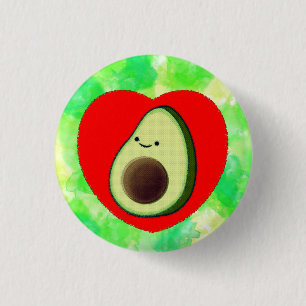 Niedlicher Avocado Cartoon in Rotem Herzen auf Was Button