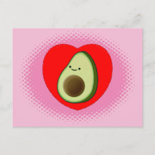 Niedlicher Avocado-Cartoon in Rotem Herzen Postkarte