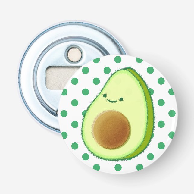 Niedlicher Avocado, der grüne Polka-Punkte Zeichne Flaschenöffner (Vorderseite)