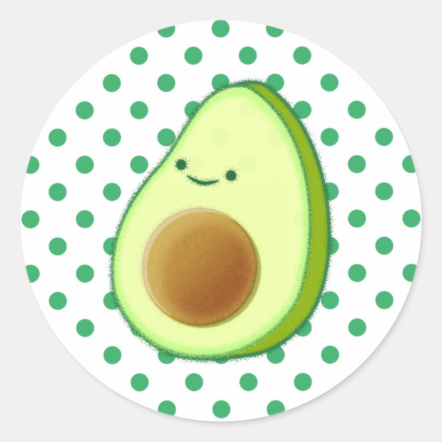 Niedlicher Avocado, der grüne Polka-Punkte Zeichne Runder Aufkleber (Vorderseite)