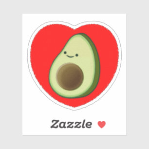 Niedlicher Avocado im Roten Herzen Aufkleber