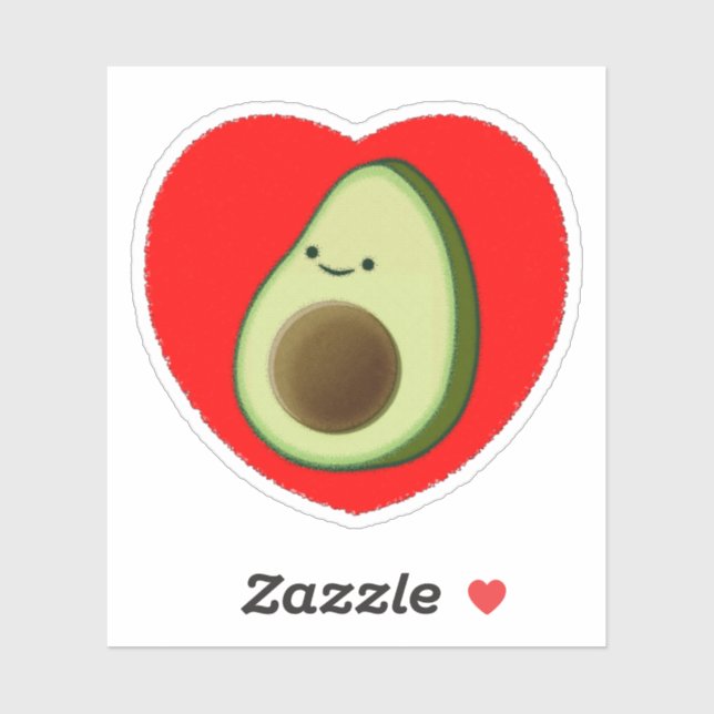 Niedlicher Avocado im Roten Herzen Aufkleber (Blatt)
