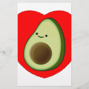 Niedlicher Avocado im Roten Herzen Briefpapier