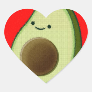 Niedlicher Avocado im Roten Herzen Herz-Aufkleber