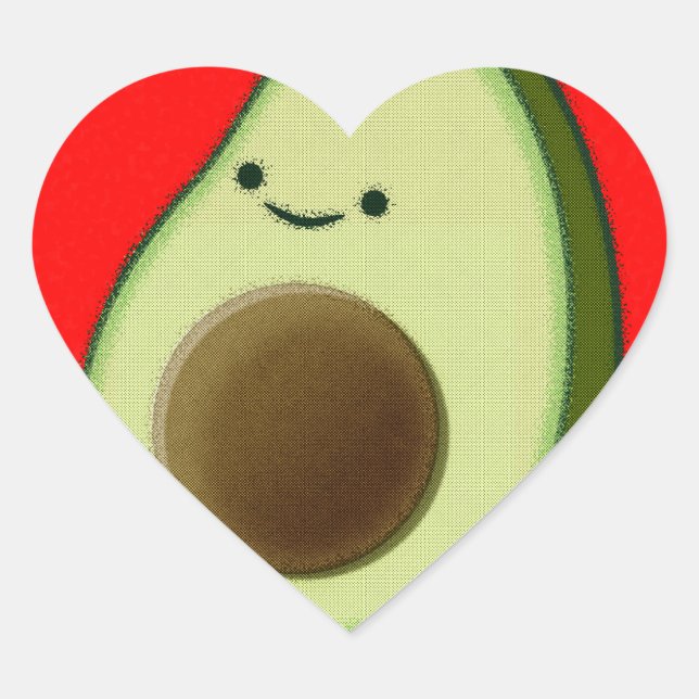 Niedlicher Avocado im Roten Herzen Herz-Aufkleber (Vorderseite)