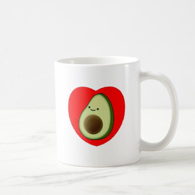 Niedlicher Avocado im Roten Herzen Kaffeetasse (Rechts)