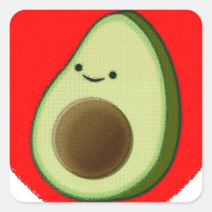 Niedlicher Avocado im Roten Herzen Quadratischer Aufkleber