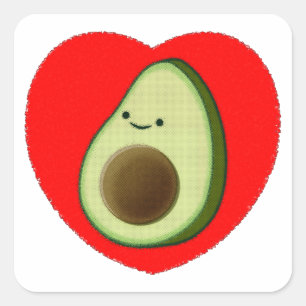Niedlicher Avocado im Roten Herzen Quadratischer Aufkleber