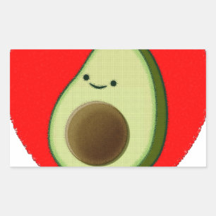 Niedlicher Avocado im Roten Herzen Rechteckiger Aufkleber