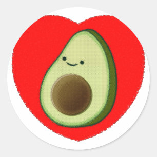 Niedlicher Avocado im Roten Herzen Runder Aufkleber