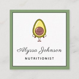 Niedlicher Avocado Kawaii Food Nutritionist Health Quadratische Visitenkarte