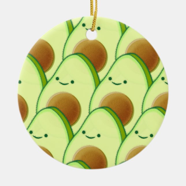 Niedlicher Avocado überall Zeichnend Keramik Ornament (Vorne)
