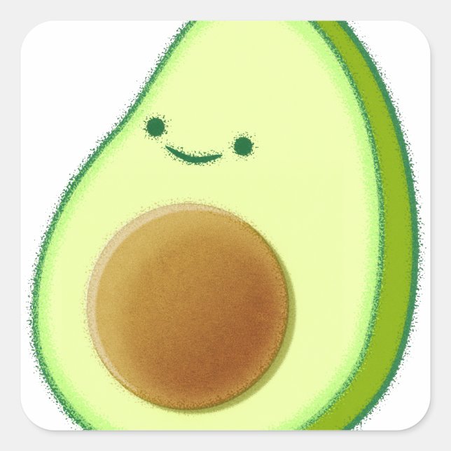 Niedlicher Avocado Zeichnend Quadratischer Aufkleber (Vorderseite)