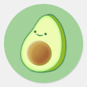Niedlicher Avocado Zeichnend Runder Aufkleber