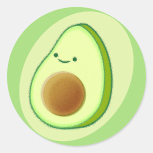 Niedlicher Avocado Zeichnend Runder Aufkleber