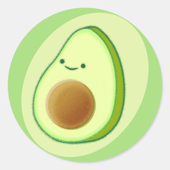 Niedlicher Avocado Zeichnend Runder Aufkleber (Vorderseite)