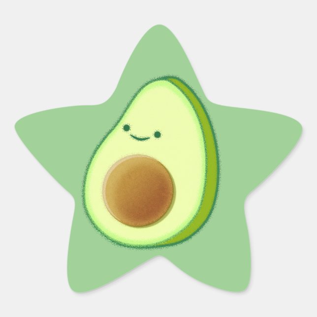 Niedlicher Avocado Zeichnend Stern-Aufkleber (Vorderseite)