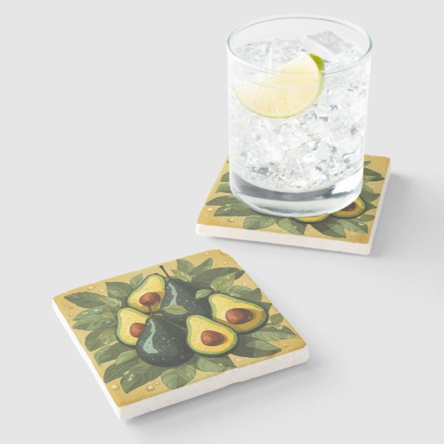 Niedlicher Avocados-Untersetzer Steinuntersetzer (Seitenansicht)