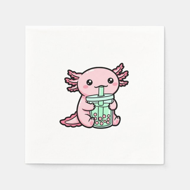Niedlicher Axolotl & Bubble Tee Serviette (Vorderseite)