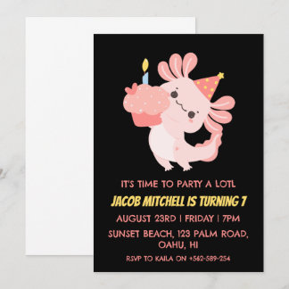 Niedlicher Axolotl Geburtstag axolotl Geburtstagse Einladung