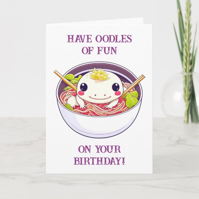 Niedlicher Axolotl Geburtstag + Farbseite innen Karte (Vorderseite)