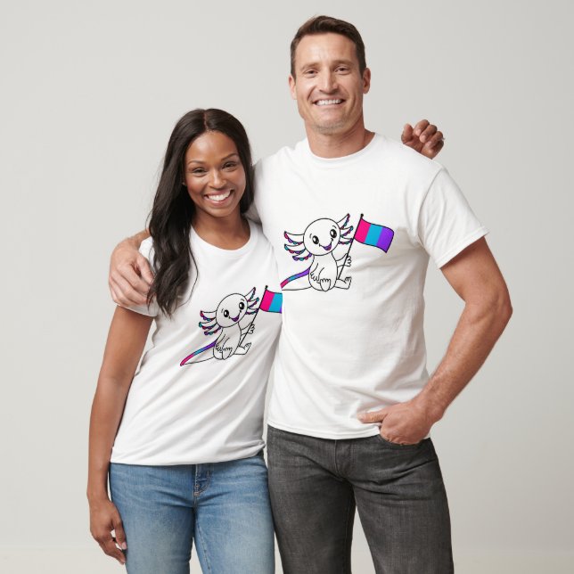 Niedlicher Axolotl mit Androgyne-Pride-Flag LGBTQ+ T-Shirt (Unisex)