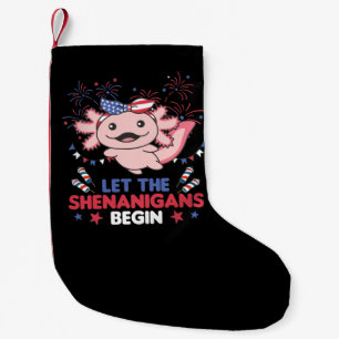 Niedlicher Axolotl mit Fireworks America Kleiner Weihnachtsstrumpf