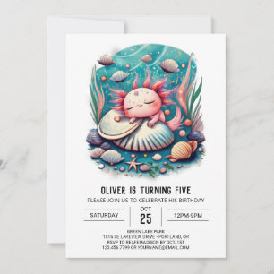 Niedlicher Axolotl Ocean Einladung zum Geburtstag