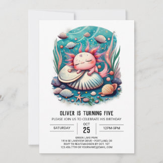 Niedlicher Axolotl Ocean Einladung zum Geburtstag