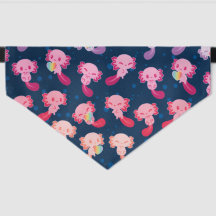 Niedlicher Axolotl Pink Paw Prints Red Pet Bandana