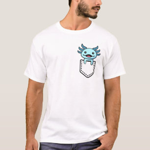 Niedlicher Axolotl Pocket Blue Salamander Plush Am T-Shirt