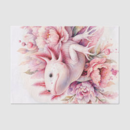 Niedlicher Axolotl Rosa Blumenstrauß Seidenpapier