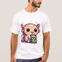Niedlicher Axolotl trinkt Boba Pixel Art