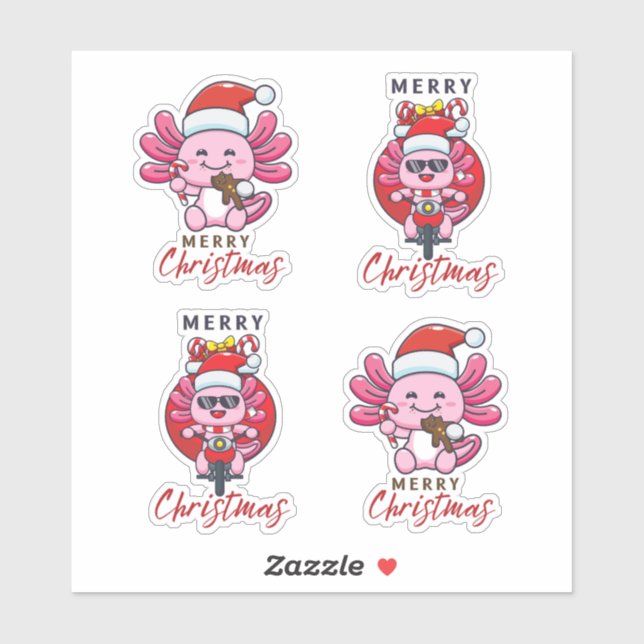 Niedlicher Axolotl Weihnachten Aufkleber (Blatt)