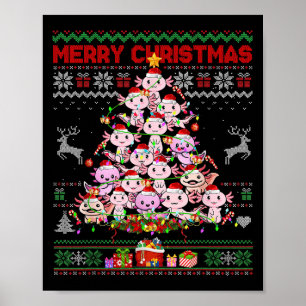 Niedlicher Axolotl Weihnachtsbaum Ugly Sweater Kin Poster