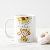Niedlicher Baby-Affe Boho Wasserfarbe Sonnenblumen