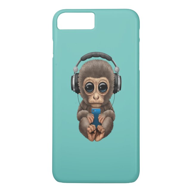 Niedlicher Baby-Affe-tragende Kopfhörer Case-Mate iPhone Hülle (Rückseite)