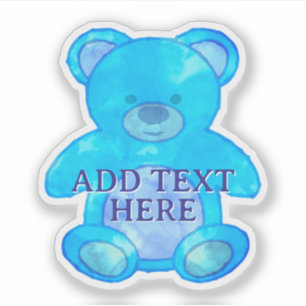 Niedlicher Baby-Bär in blau-individuellem Text Aufkleber
