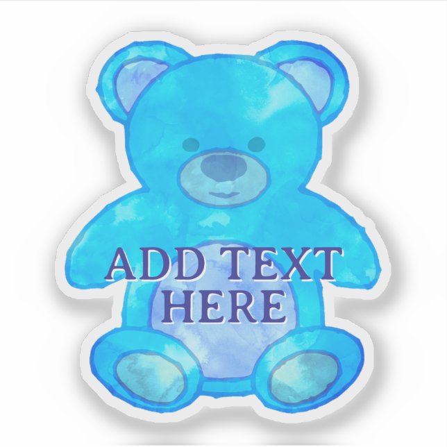 Niedlicher Baby-Bär in blau-individuellem Text Aufkleber (Vorderseite)