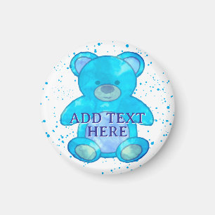 Niedlicher Baby-Bär in blau-individuellem Text Magnet