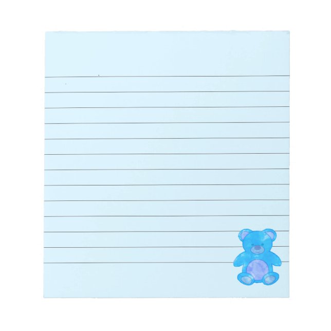 Niedlicher Baby-Bär in Blue Custom Notizblock (Vorderseite)