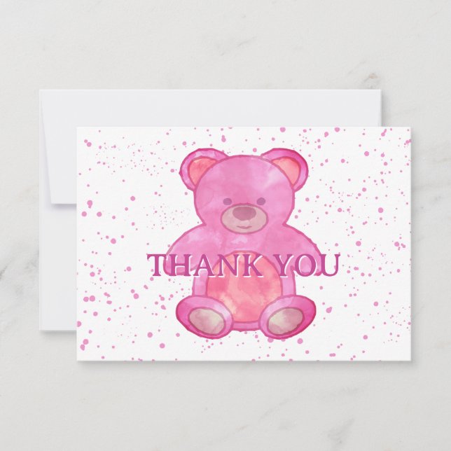 Niedlicher Baby Bär in rosa Custom Vielen Dank Dankeskarte (Vorderseite)