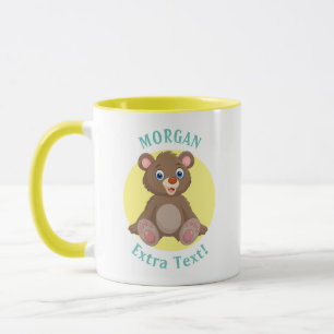 Niedlicher Baby-Bär, personalisierter Name und Bot Tasse
