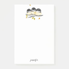 Niedlicher Baby Bird 3 Chickadee auf Baumzweig Post-it Klebezettel