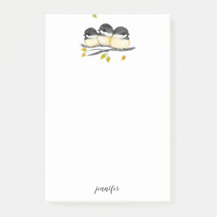Niedlicher Baby Bird 3 Chickadee auf Baumzweig Post-it Klebezettel