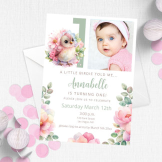 Niedlicher Baby Bird Ein Jahr alt Geburtstag Einla Einladung