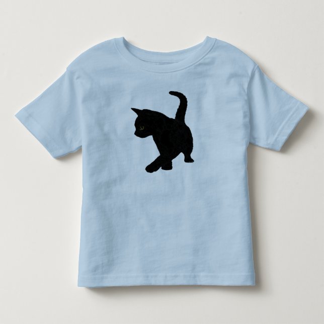 Niedlicher Baby Black Cat Silhouette Schwanz hoch  Kleinkind T-shirt (Vorderseite)