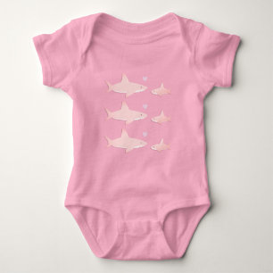 Niedlicher Baby-Bodysuit des Haifisch-Rosa-  Baby Strampler